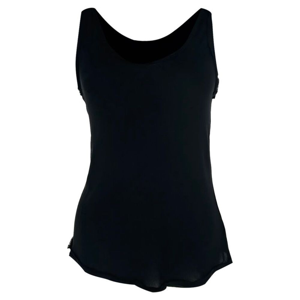 Theory Raw-Edge Tank Top in Black Silk